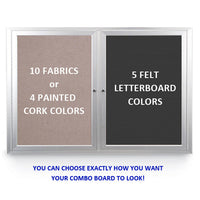 INDOOR ENCLOSED COMBO BOARD 42" x 32" LETTER BOARD CORK BULLETIN BOARD